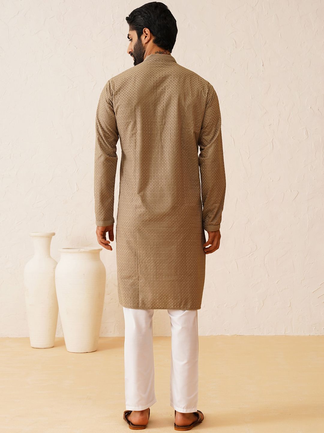 SOJANYA Embroidered Regular Thread Work Pure Cotton Kurta with Churidar