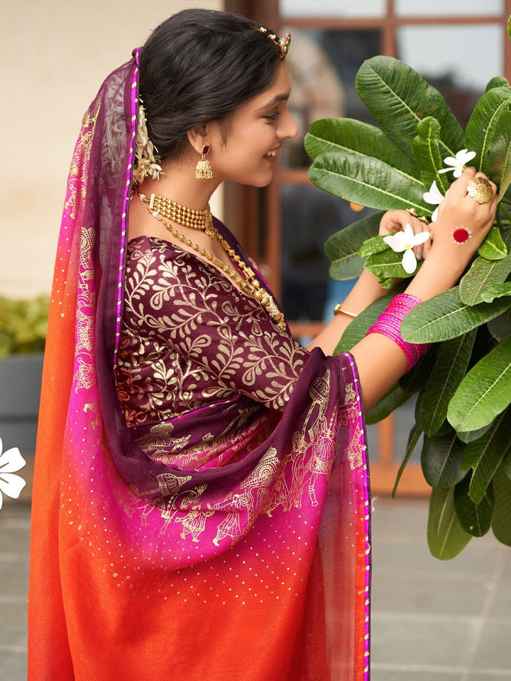 Saree mall Ethnic Motifs Zari Poly Chiffon Sarees