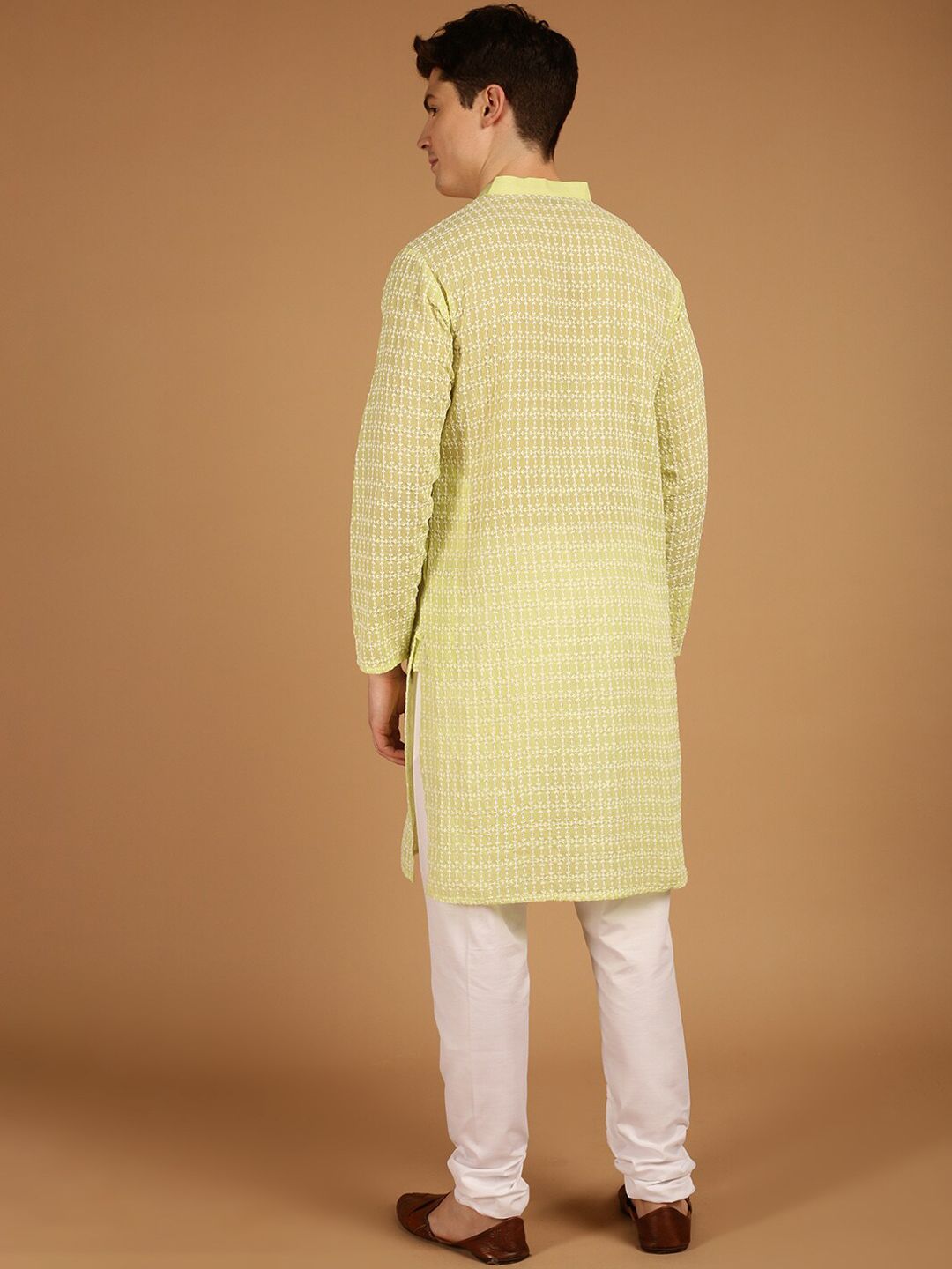 SOJANYA Motif Etnik Sulam Kurta Kapas Tulen