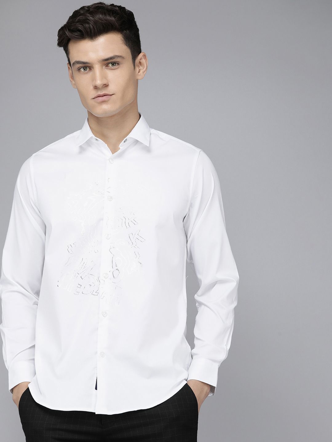 THE BEAR HOUSE Men Slim Fit Printed Pure Cotton Casual Shirt