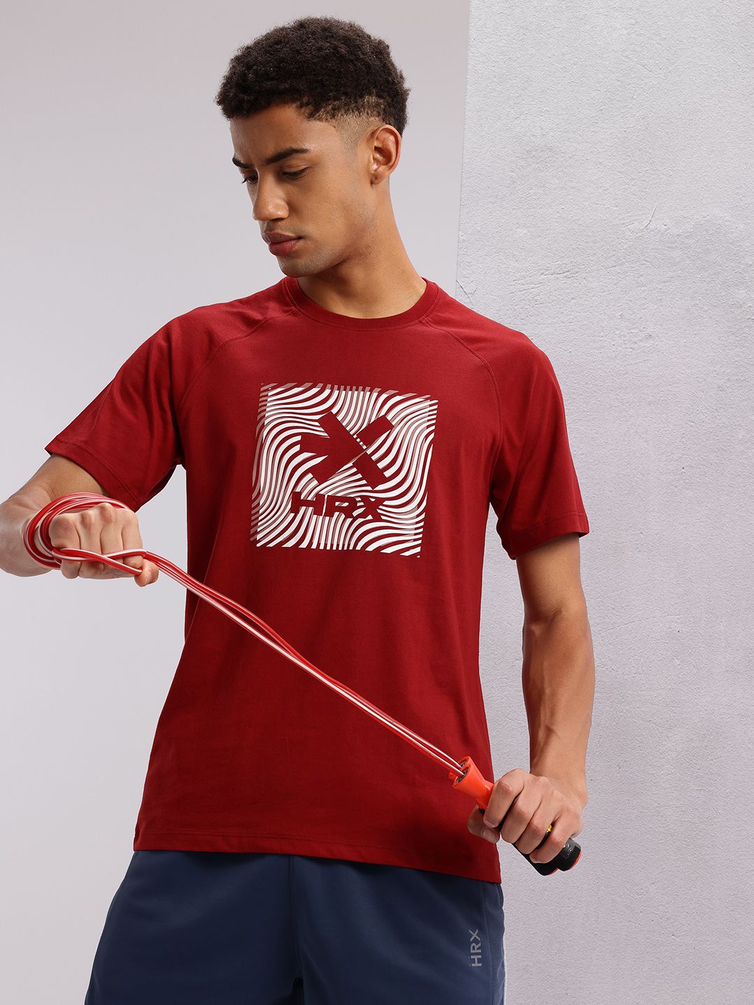 HRX by Hrithik Roshan Brand Logo Print Longline Training T-shirt