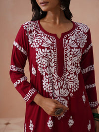 House of Chikankari Women Ethnic Motifs Embroidered Thread Work Kurta