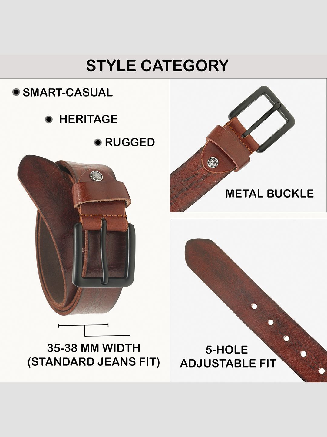 Teakwood Leathers Men Textured Leather Belt