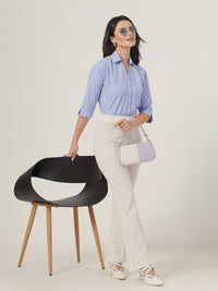 Style Quotient Women Smart Spread Collar Vertical Striped Formal Shirt