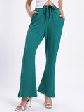 DressBerry Women Mid-Rise Crinkled Effect Flared Fit Trousers