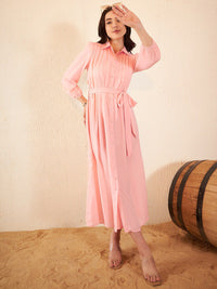DENNISON Puff Sleeve Belted Shirt Dress