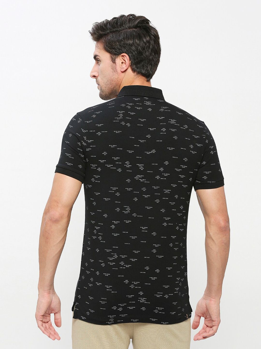 Being Human Typography Printed Polo Collar Regular Fit Cotton Regular T-shirt