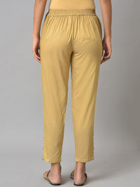 W Women Gold-Toned Slim Fit Solid Trousers