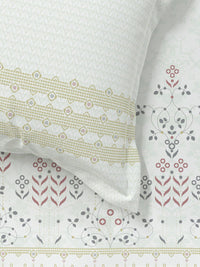 MYTRIDENT Jamdani Green Sanskriti Flat 144TC King Cotton Bedsheet Set