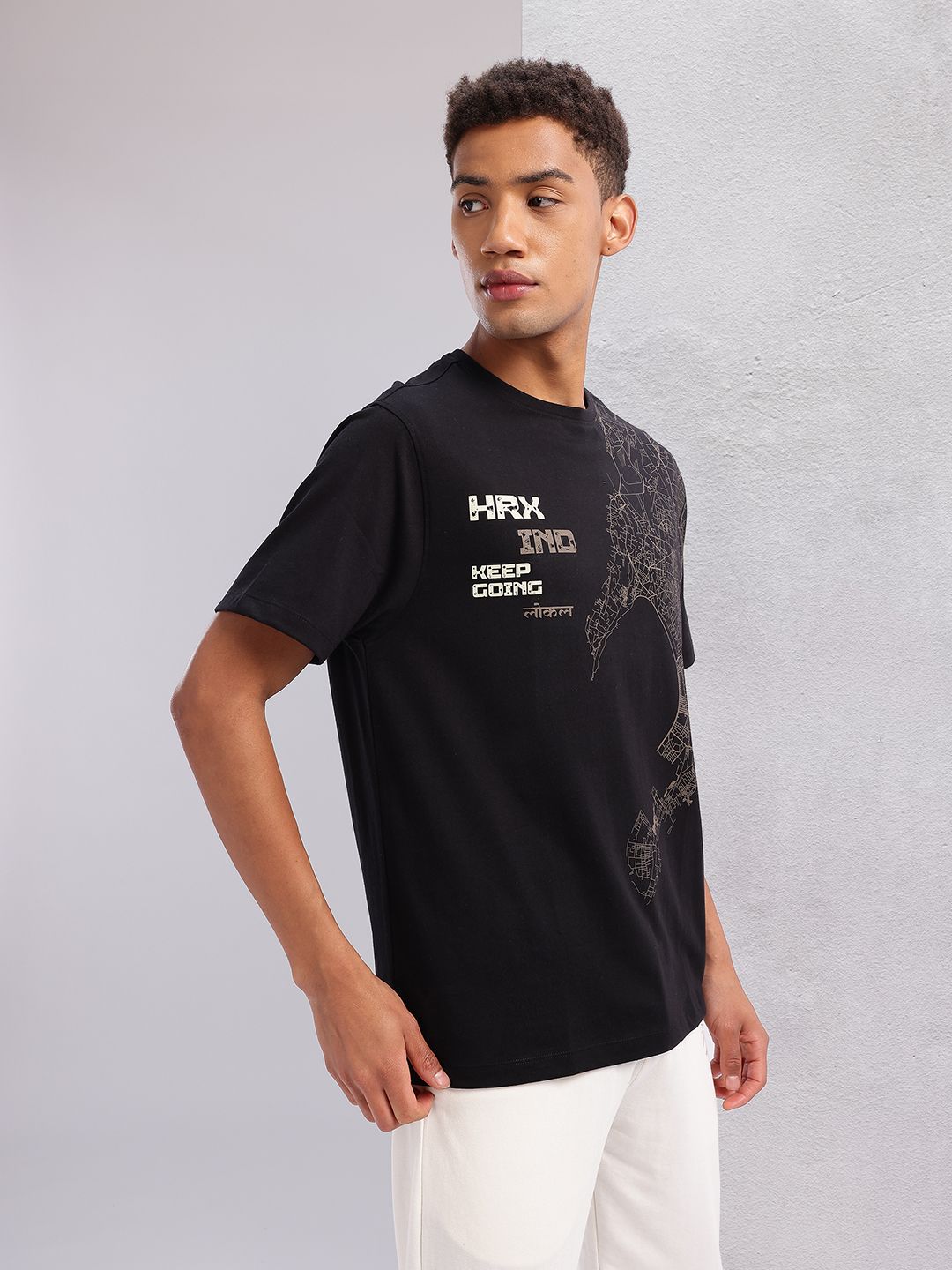 HRX by Hrithik Roshan Geometric Printed Casual T-shirt