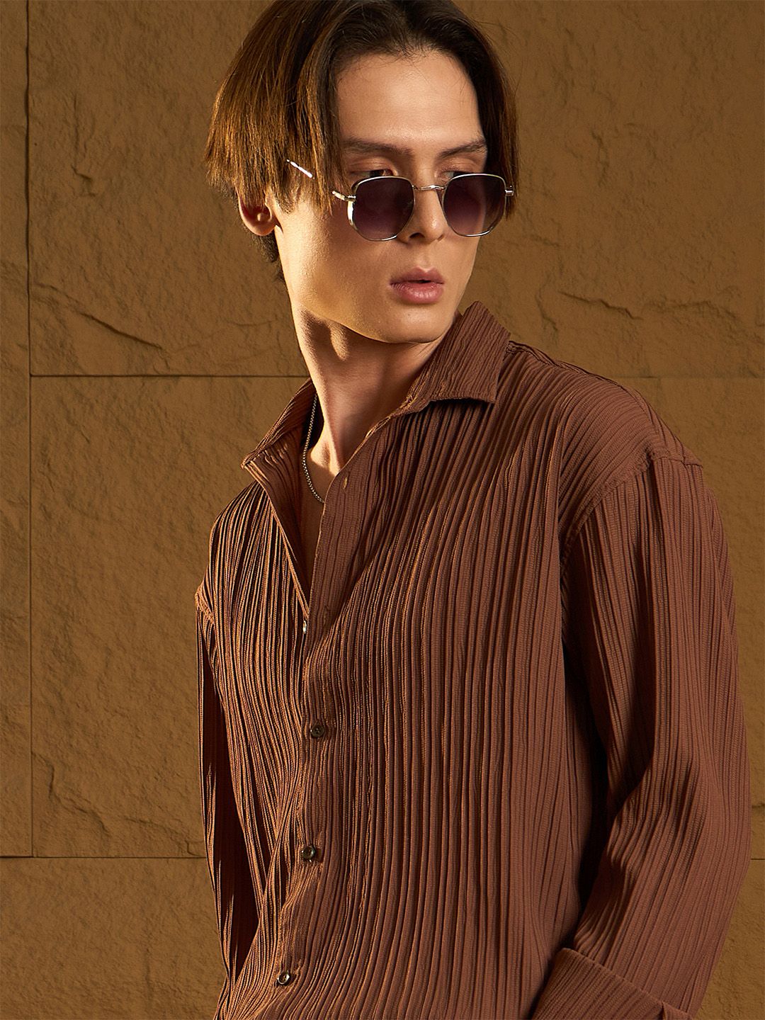 DENNISON Men Textured Oversized Shirt