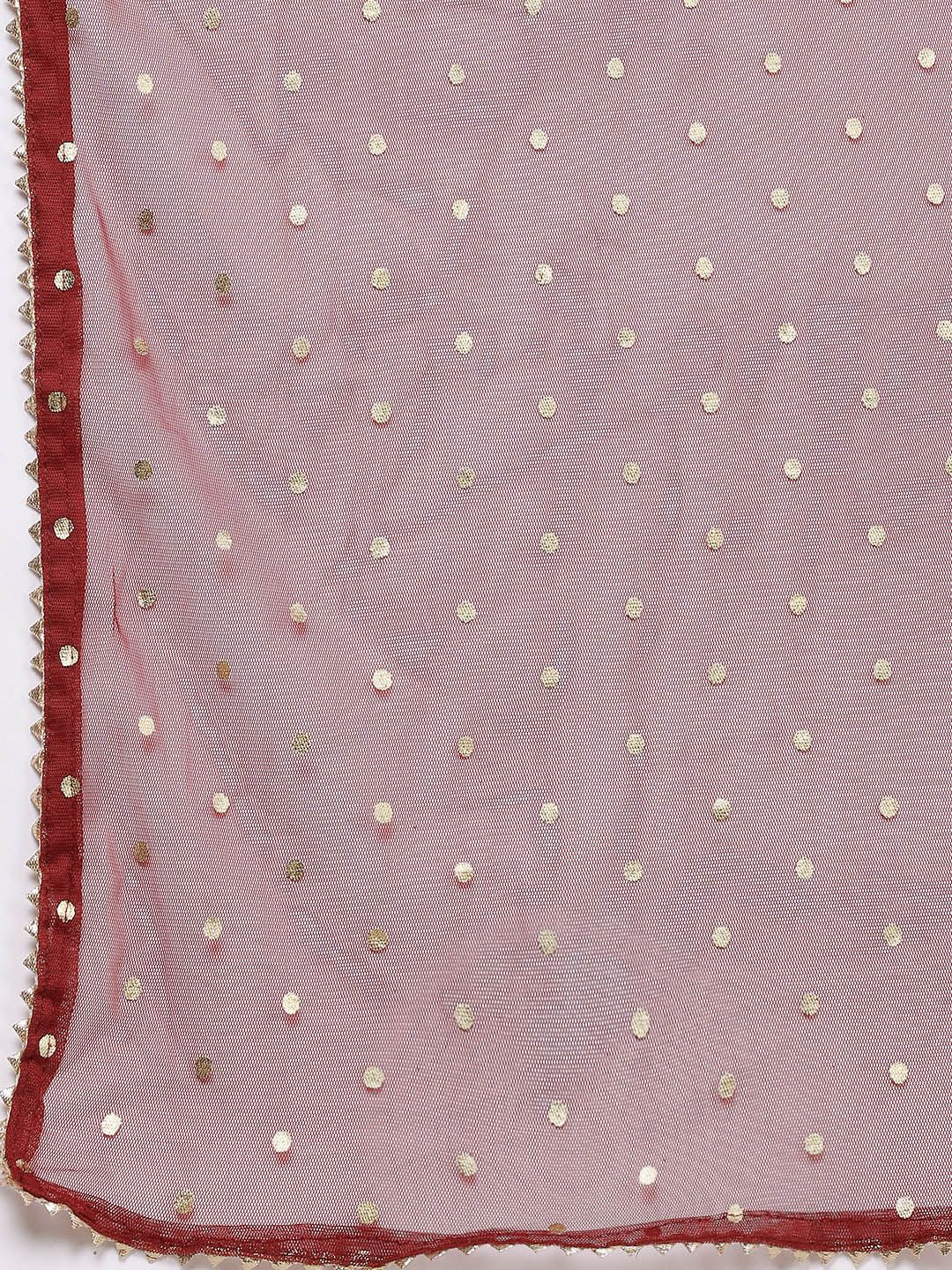 House of Pataudi Jashn Ethnic Motifs Foil Printed A-Line Kurta With Palazzos & Dupatta