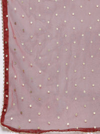 House of Pataudi Jashn Ethnic Motifs Foil Printed A-Line Kurta With Palazzos & Dupatta