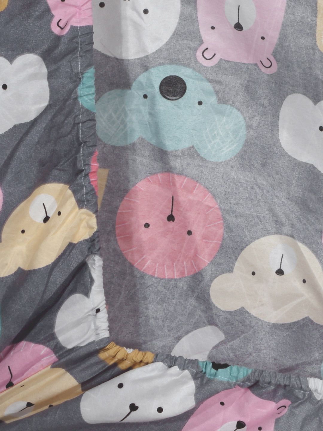 KLOTTHE Grey & Pink Printed 300 TC Dilengkapi Cadar Bujang & 1 Sarung Bantal