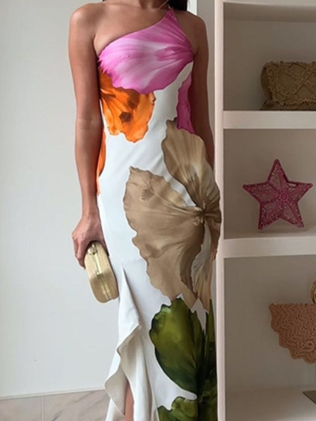 all about you Women Floral Print One Shoulder Bodycon Dress