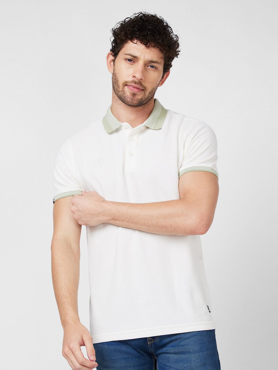 SPYKAR Polo Collar Short Sleeves Slim Fit T-shirt