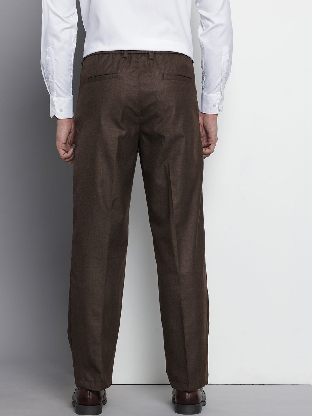 The Indian Garage Co. X Luxe Men Relaxed Straight Fit Textured Pleated Formal Trousers