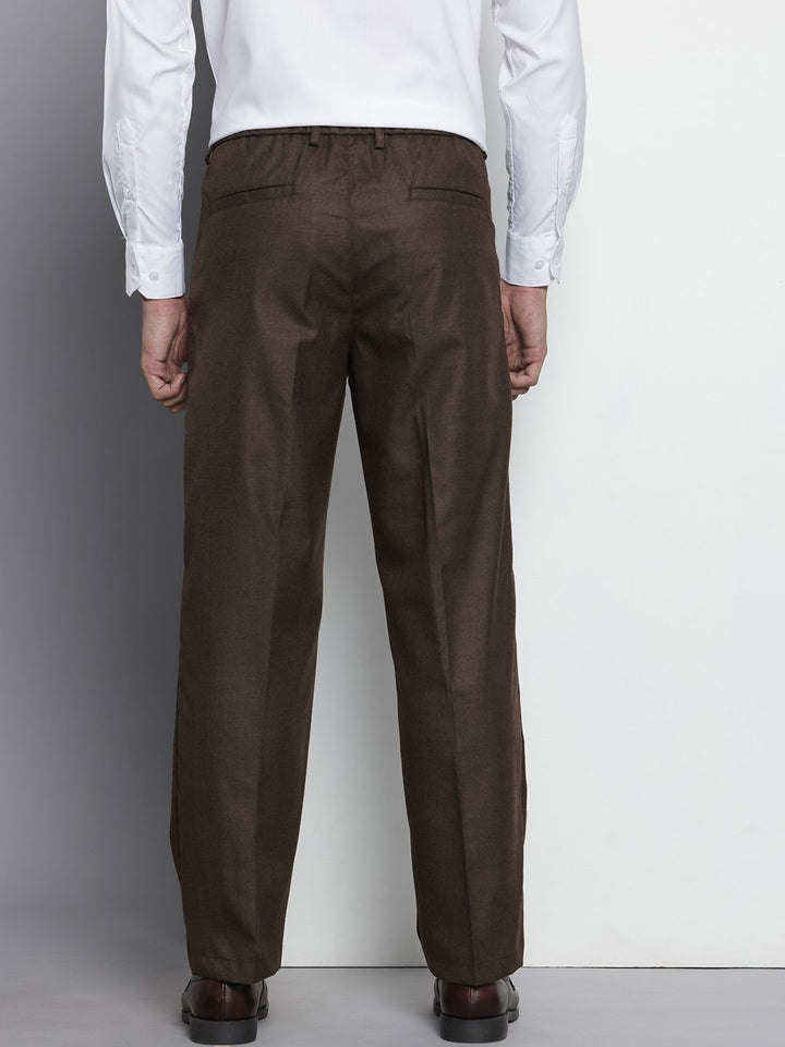 The Indian Garage Co. X Luxe Men Relaxed Straight Fit Textured Pleated Formal Trousers