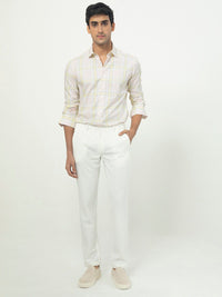 RARE RABBIT Men Tarkin Pink Slim Fit Windowpane Check Cotton Shirt