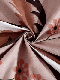 KLOTTHE Book Fold Brown Floral Cotton 300 TC King Bedsheet with 2 Pillow Covers-98 x 89 inches