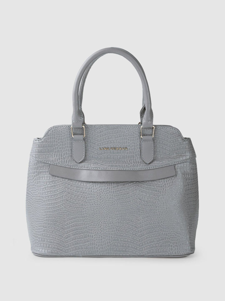 Lino Perros Grey Snakeskin Textured Structured Handheld Bag