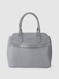 Lino Perros Grey Snakeskin Textured Structured Handheld Bag