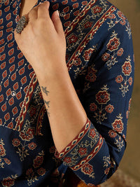 Indo Era Ethnic Motifs Printed Pure Cotton Kurta With Trousers