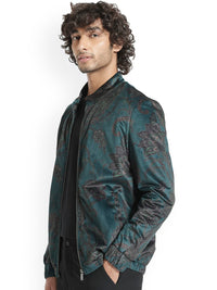 RARE RABBIT Men Dalia Tailored Fit Floral Printed Mock Collar Jacket