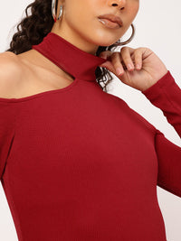 DressBerry Crimson Crush Cut Out Ribbed Top