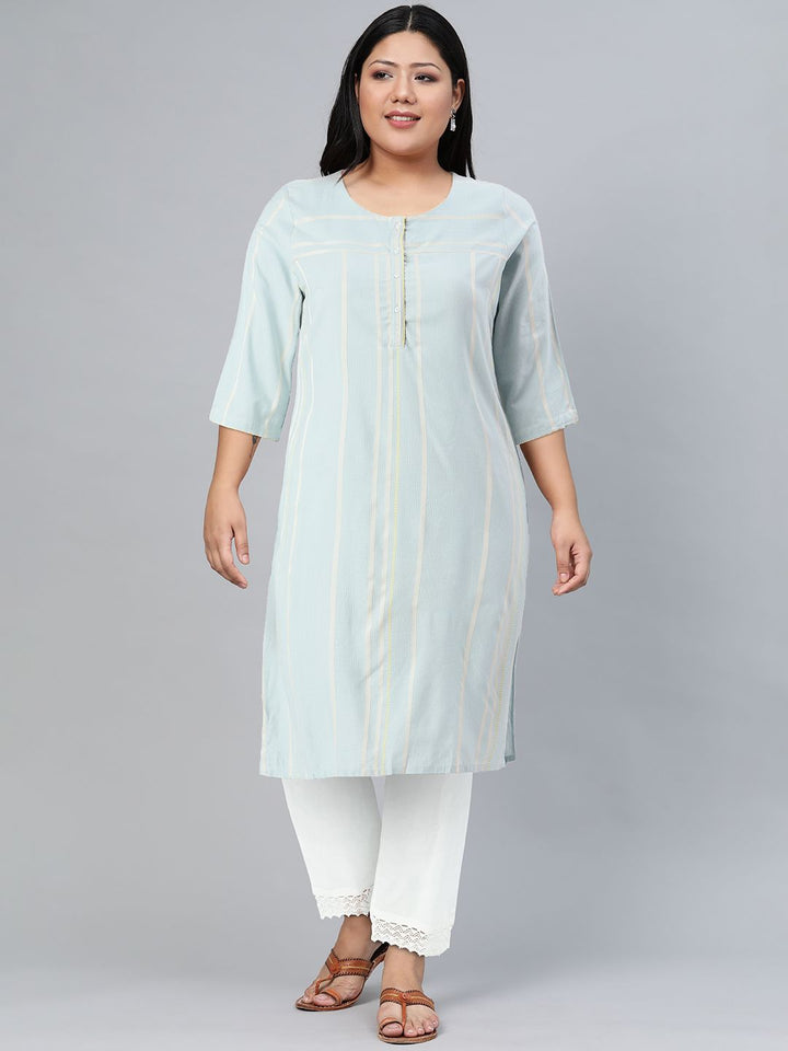 W Women Geometric Print Straight Kurta