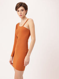 DressBerry Suede Sunrise Sassy Bare-the-Shoulder Ribbed Mini Bodycon Dress