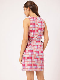 DressBerry Checkered Dreams Tie-Ups Pocket Detail Mini Dress
