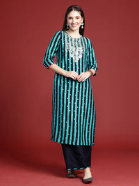 Anouk Striped Kurta with Palazzos & Dupatta