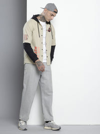 The Indian Garage Co Pure Cotton Doctor Sleeves Printed Hooded Relaxed Casual Shirt