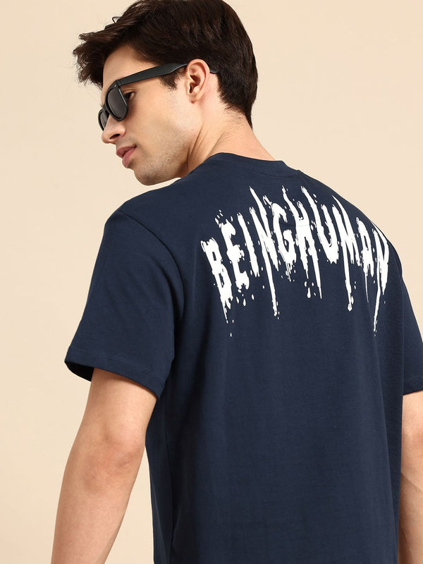 Being Human Brand Logo Printed Drop-Shoulder Sleeves Pure Cotton Easy Fit T-shirt