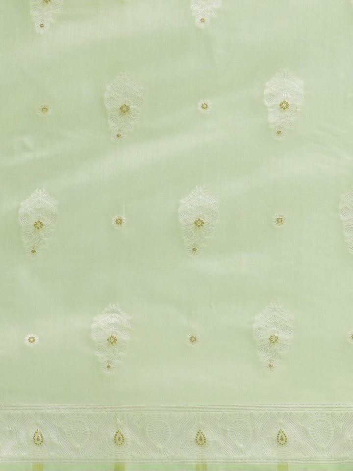 Saree mall Green Woven Design Silk Cotton Banarasi Sarees