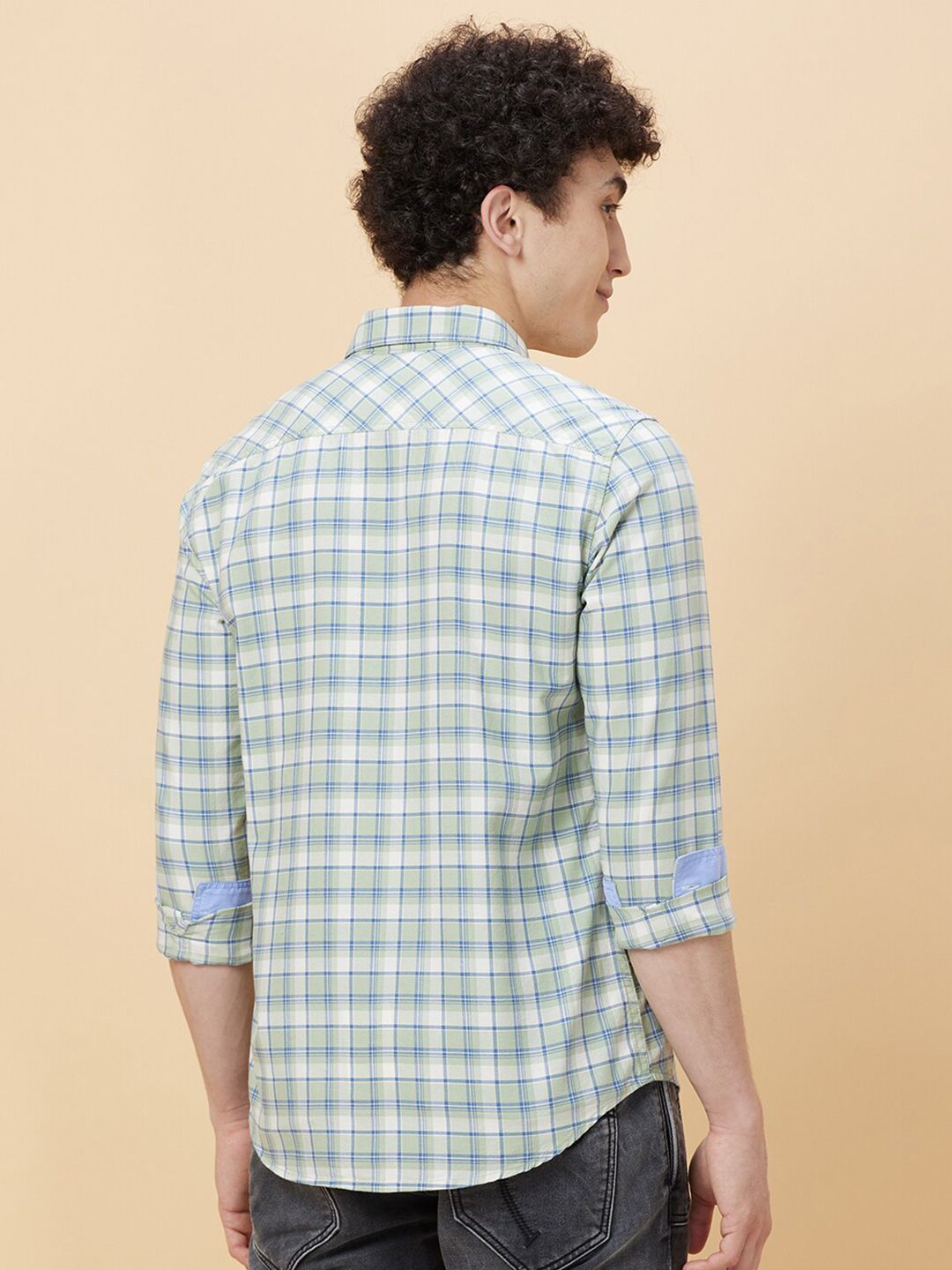 Being Human Slim Fit Tartan Checks Spread Collar Long Sleeves Casual Shirt