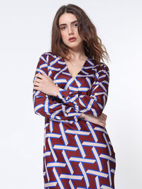 RAREISM Geo Print Overlap Front Maxi Dress