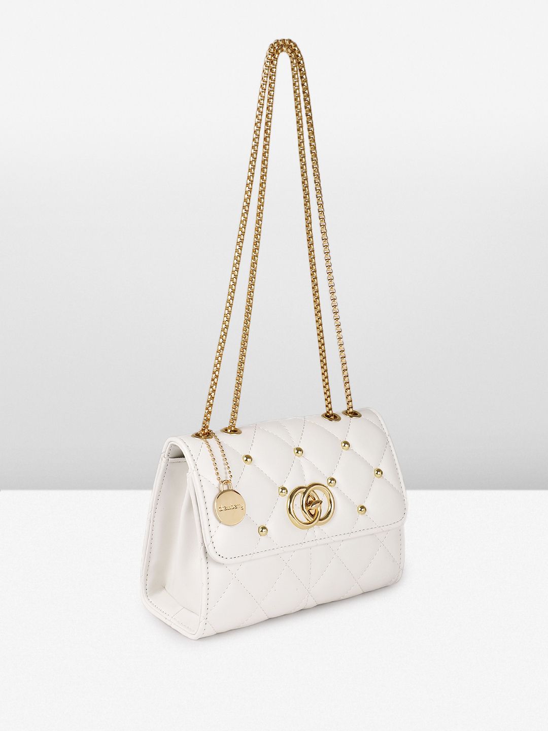 DressBerry Textured Structured Shoulder Bag with Quilted