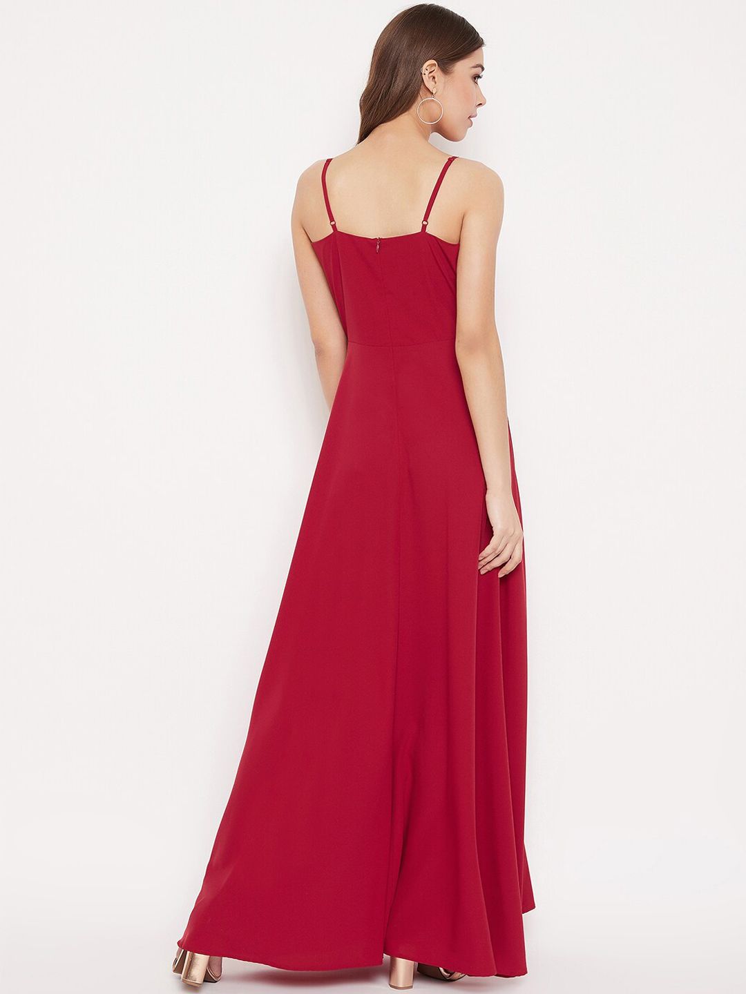 Berrylush Women Red Solid Maxi Dress