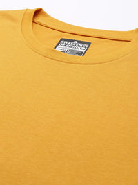 Difference of Opinion Women Mustard Yellow Solid Pure Cotton Oversized T-shirt