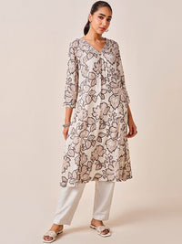 Global Desi Floral Printed Angrakha A-Line Kurta