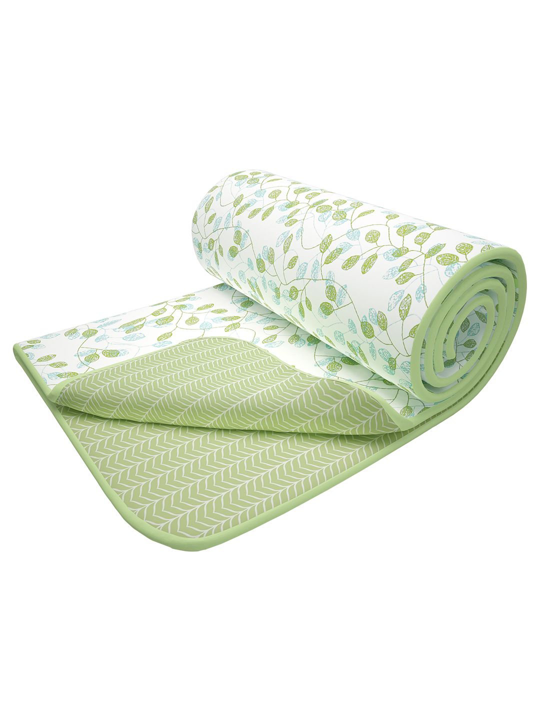 Story@home Fluorescent Green & White Floral AC Room 150 GSM Double Bed Dohar