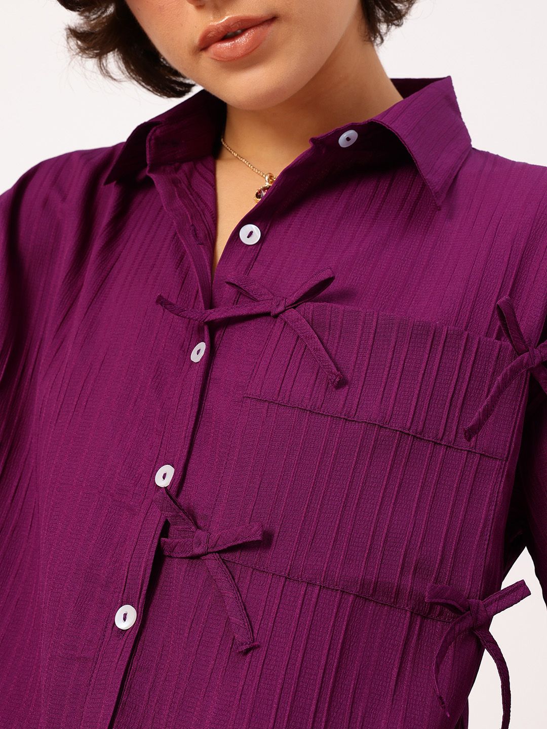 DressBerry Tether Tale Striped Texture Shirt