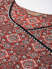 Anouk Women Ethnic Motifs Printed Angrakha Pure Cotton Kurta with Trousers & Dupatta