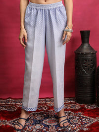 Vishudh Blue Floral Printed Regular Kurta With Trousers