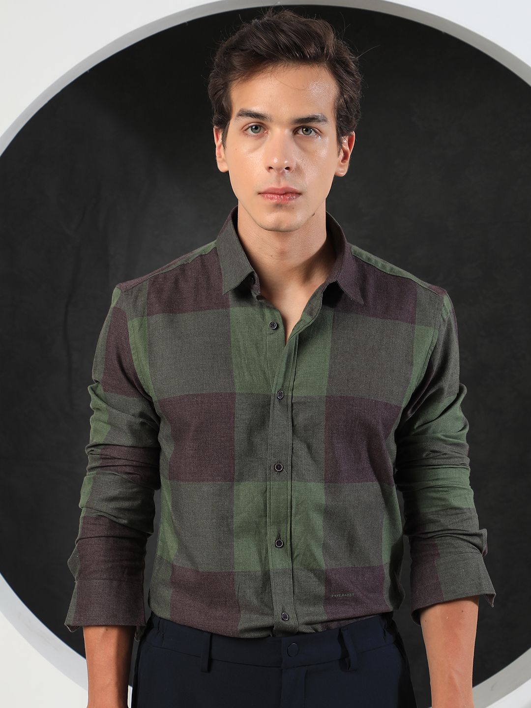RARE RABBIT Men Beavers Slim Fit Buffalo Checked Cotton Shirt