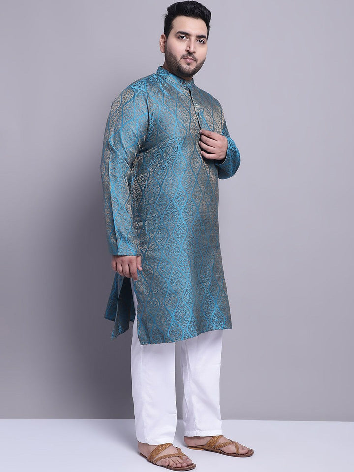 SOJANYA PLUS Ethnic Motifs Woven Design Kurta With Pyjamas & Nehru Jacket