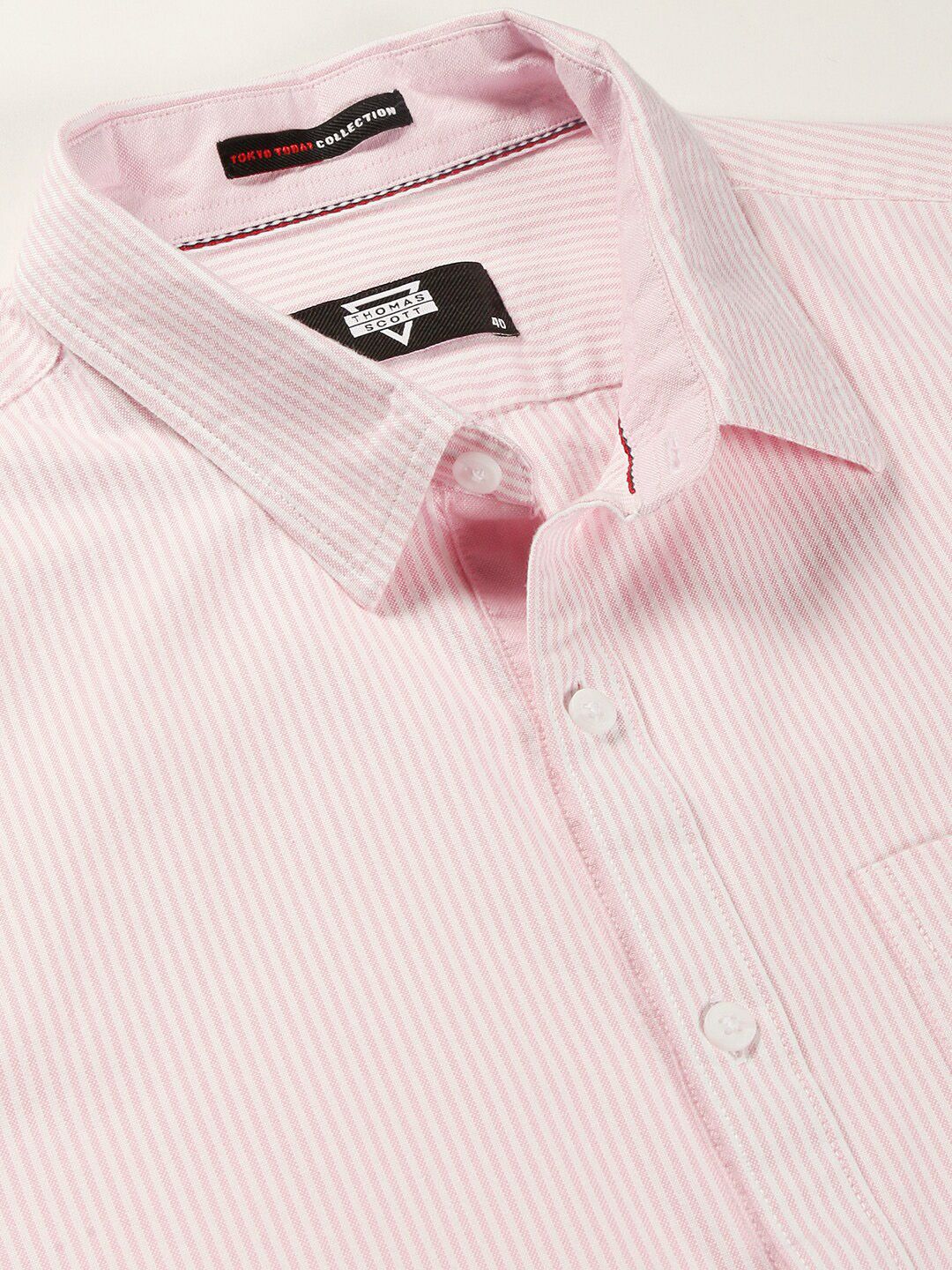 Thomas Scott Smart Slim Fit Vertical Stripes Pure Cotton Casual Shirt