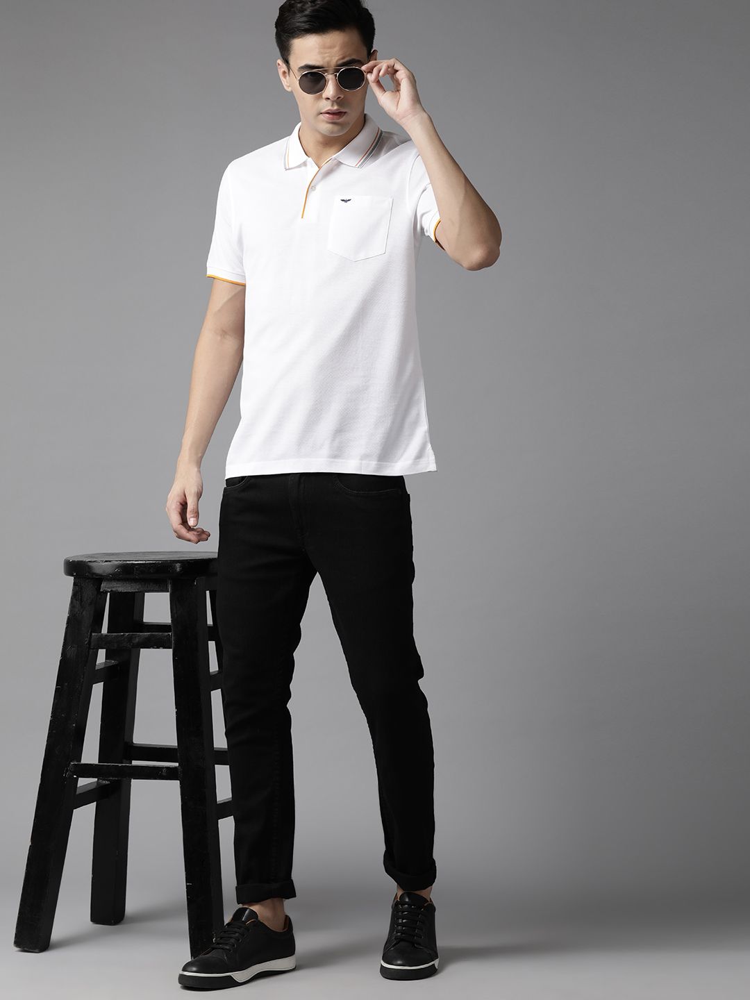 Park Avenue Men Polo Collar Pure Cotton Slim Fit T-shirt
